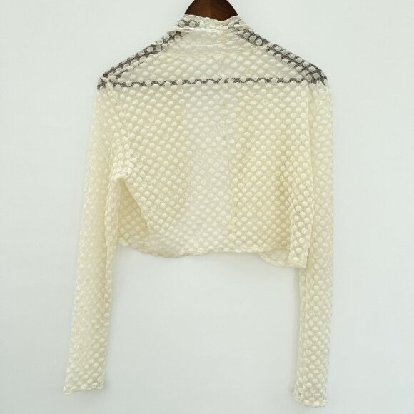 Lace Bolero Cardigan Small Ivory Feminine Fairy Polka Dots Layering - Picture 2 of 8